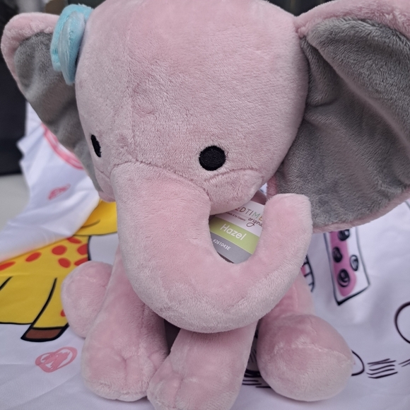 Bedtime Originals Twinkle Toes Pink Plush Elephant Stuffed Animal 10 Inch- Hazel - Picture 3 of 9